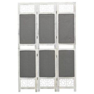 vidaXL Rumsavdelare 3 paneler grå 105x165 cm tyg